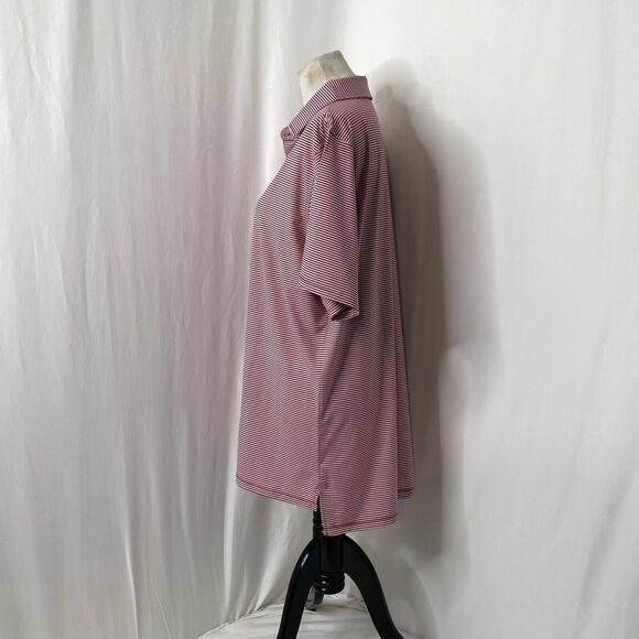 Men’s Large Polo Shirt B Draddy Sport Red Pin Striped Short Sleeve Athletic - Picture 5 of 9